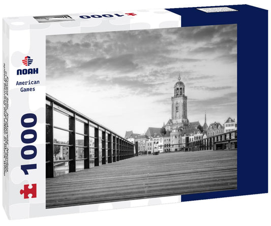 Noah Jigsaw Puzzle Epupa falls, Kaokoveld, Namibia, in warm evening light, slow shutter speed blurring the water in black white 1000 pieces