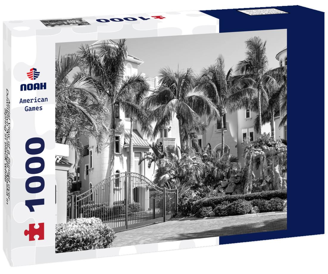 Noah Jigsaw Puzzle Aerial View of a Sunset over Downtown Anchorage, Alaska in Spring in black white 1000 pieces