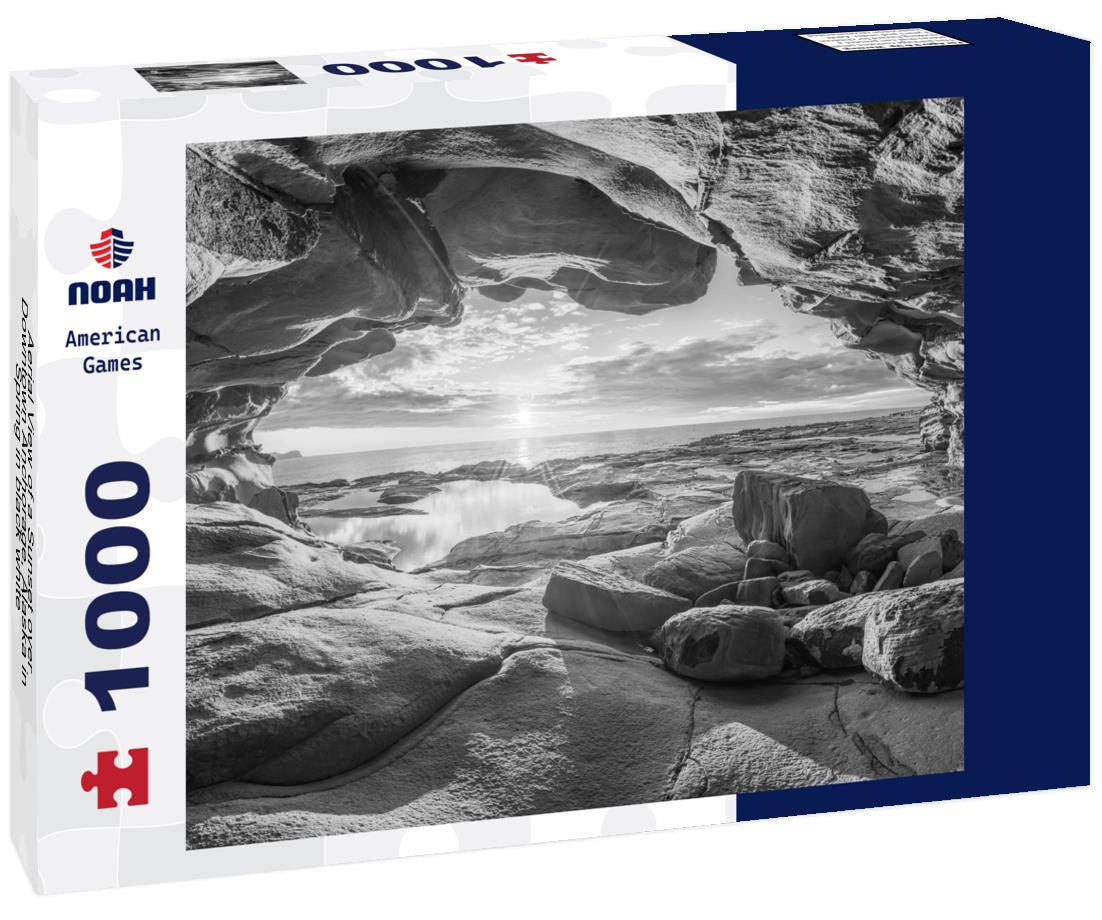 Noah Jigsaw Puzzle Aerial View of a Sunset over Downtown Anchorage, Alaska in Spring in black white 1000 pieces