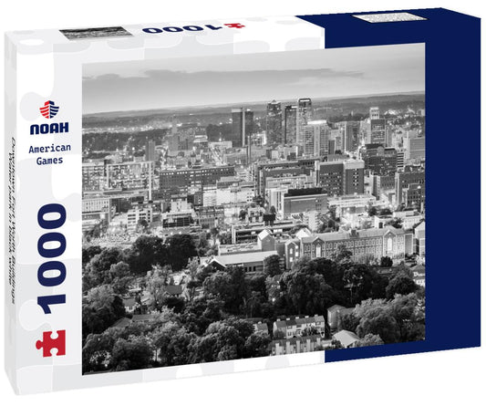 Noah Jigsaw Puzzle Downtown Fort Worth Buildings Water park in black white 1000 pieces