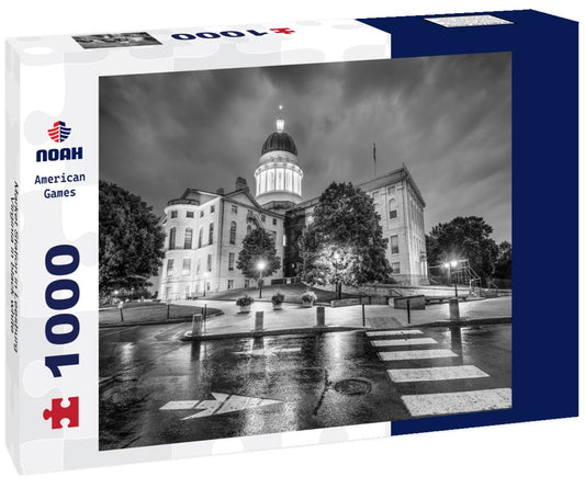 Noah Jigsaw Puzzle Market Station in Leesburg, Virginia in black white 1000 pieces