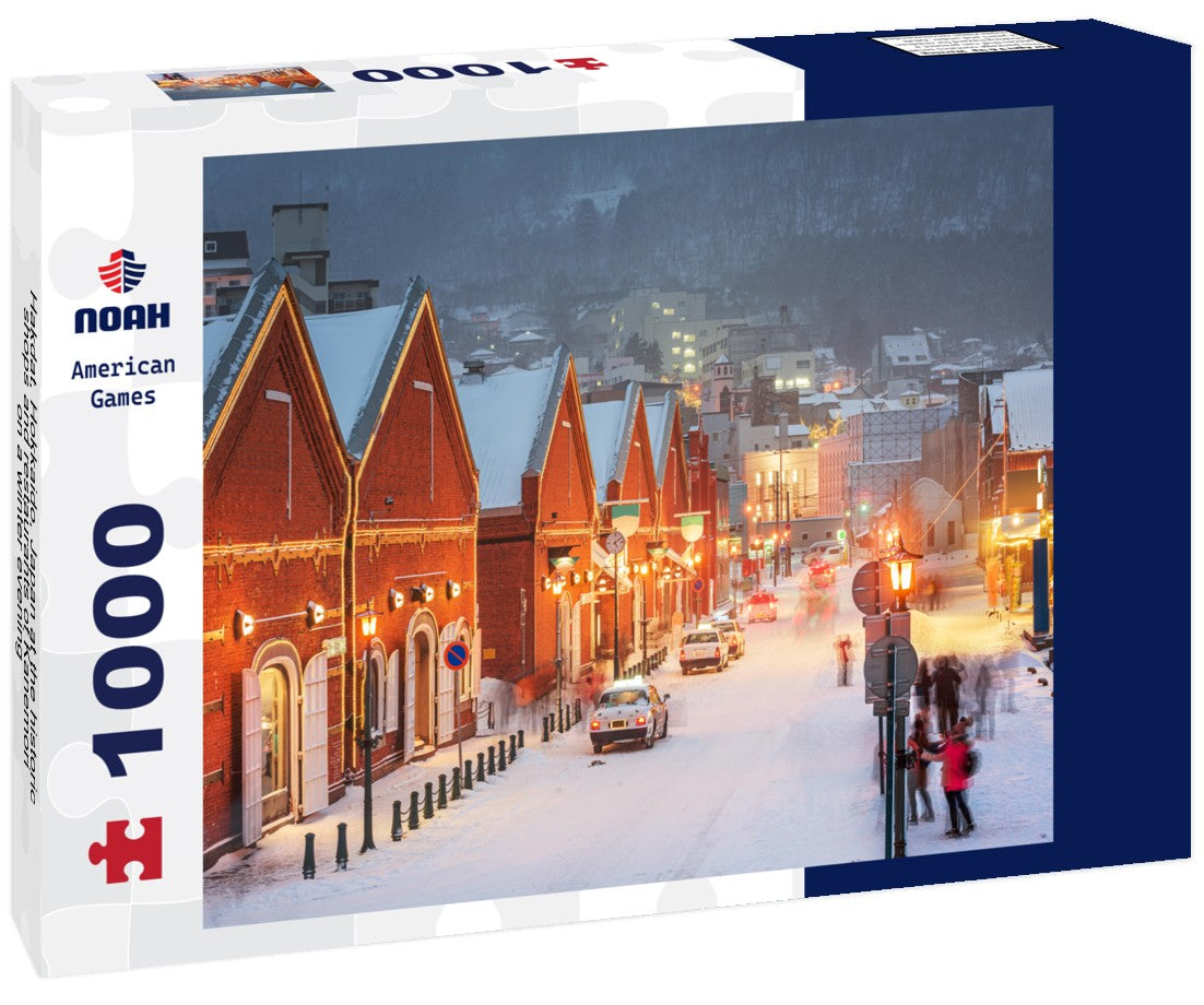 Noah Jigsaw Puzzle Hakdat, Hokkaido, Japan at the historic shops and restaurants of Kanemori on a winter evening 1000 pieces