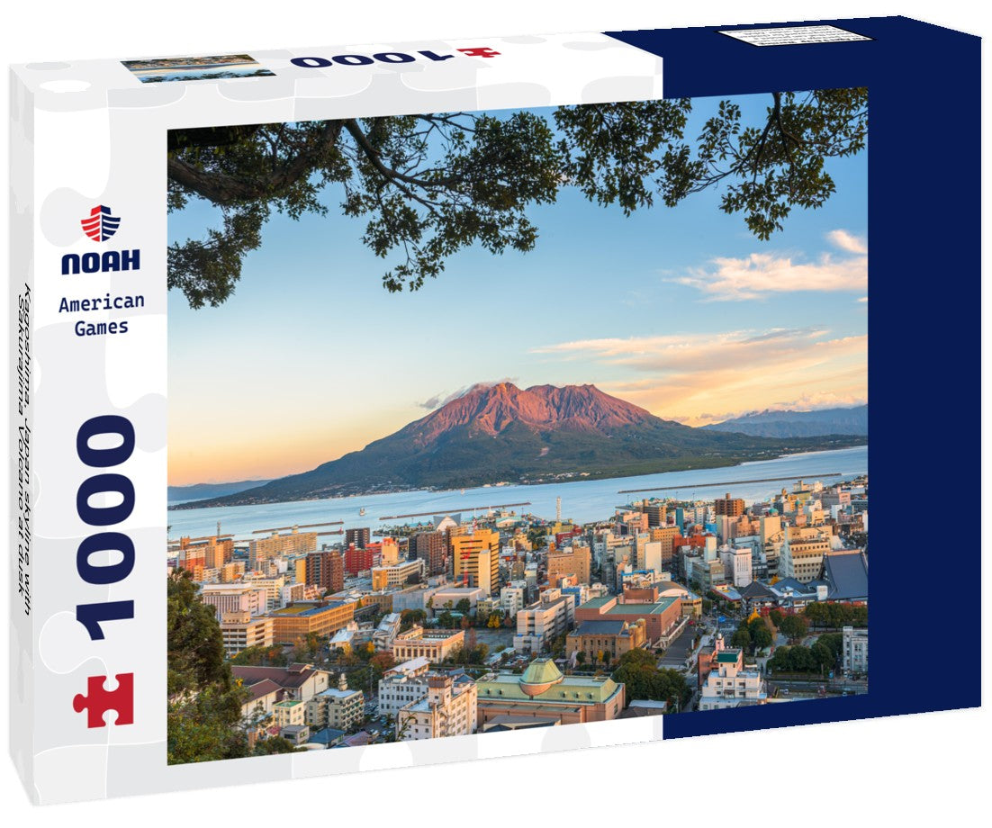 Noah Jigsaw Puzzle Kagoshima, Japan skyline with Sakurajima Volcano at dusk 1000 pieces