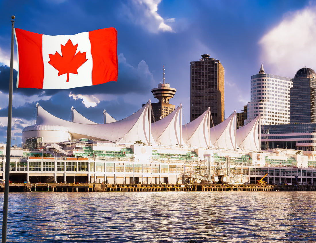 Noah Jigsaw Puzzle Canada Place and commercial buildings in downtown Vancouver. Canadian national flag composite. British Columbia, Canada 1000 pieces