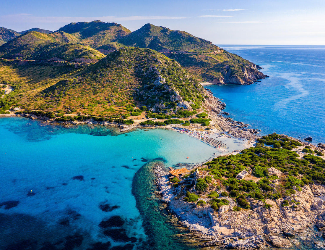 Noah Jigsaw Puzzle Costs of Sardinia: Punta Molentis peninsula. View of the beautiful beach of Punta Molentis, Villasimius, Sardinia, Italy. Beautiful cove with sandy beach at Punta Molentis, Sardinia Island, Italy 1000 pieces