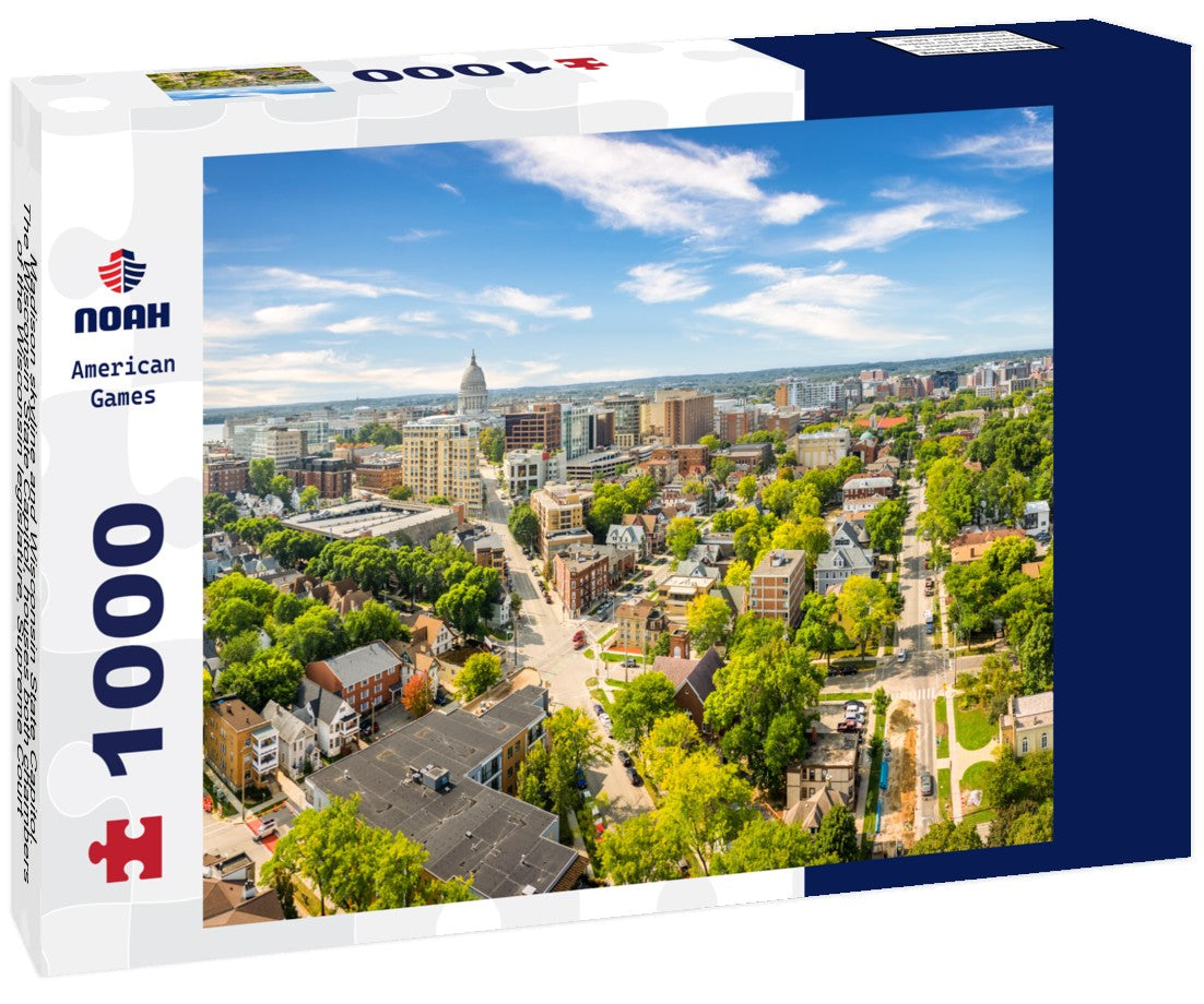 Noah Jigsaw Puzzle Madison skyline and Wisconsin State Capitol. The Wisconsin State Capitol, houses both chambers of the Wisconsin legislature, Supreme Court and the Office of the Governor 1000 pieces