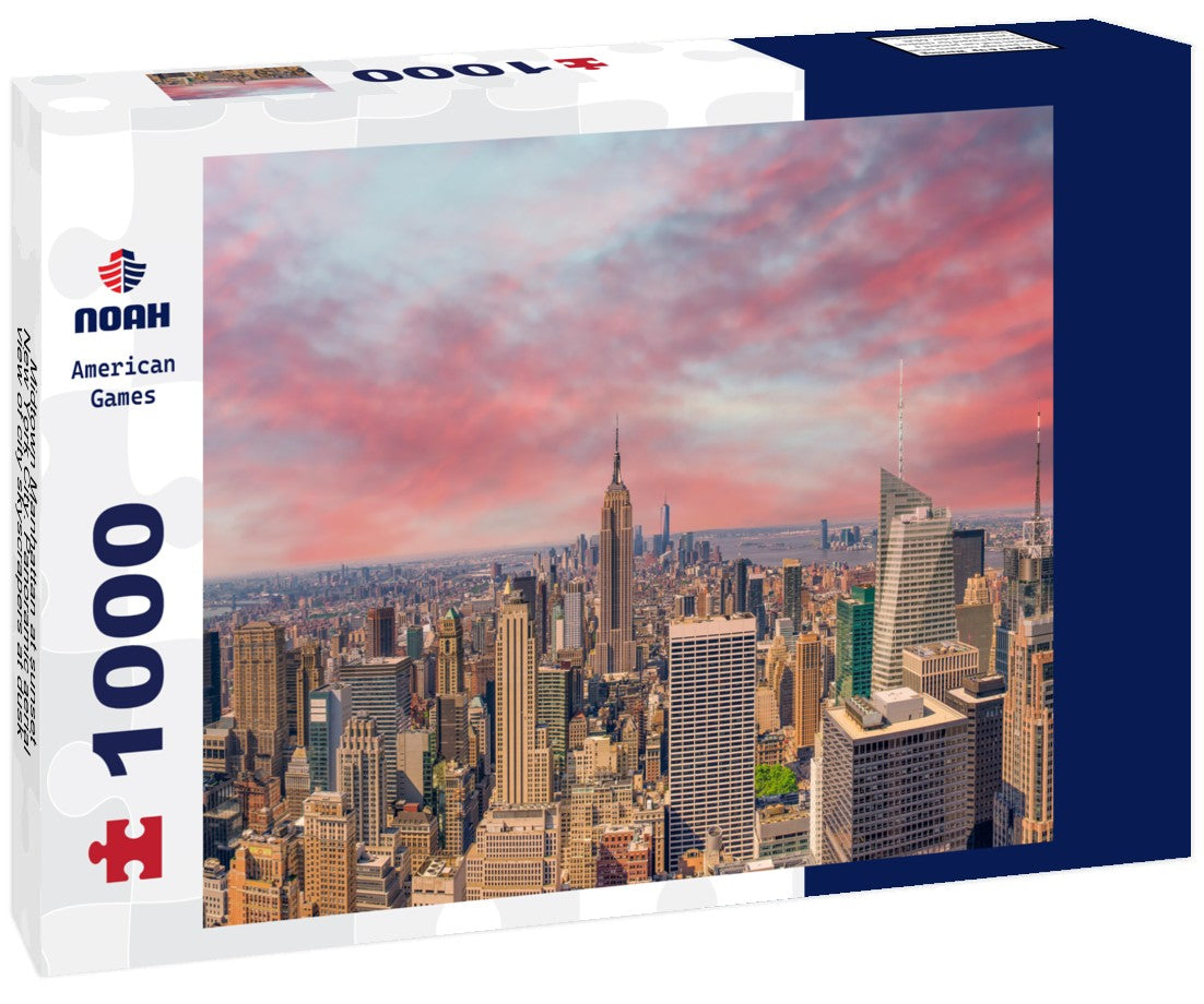Noah Jigsaw Puzzle Midtown Manhattan at sunset, New York City. Panoramic aerial view of city skyscrapers at dusk 1000 pieces