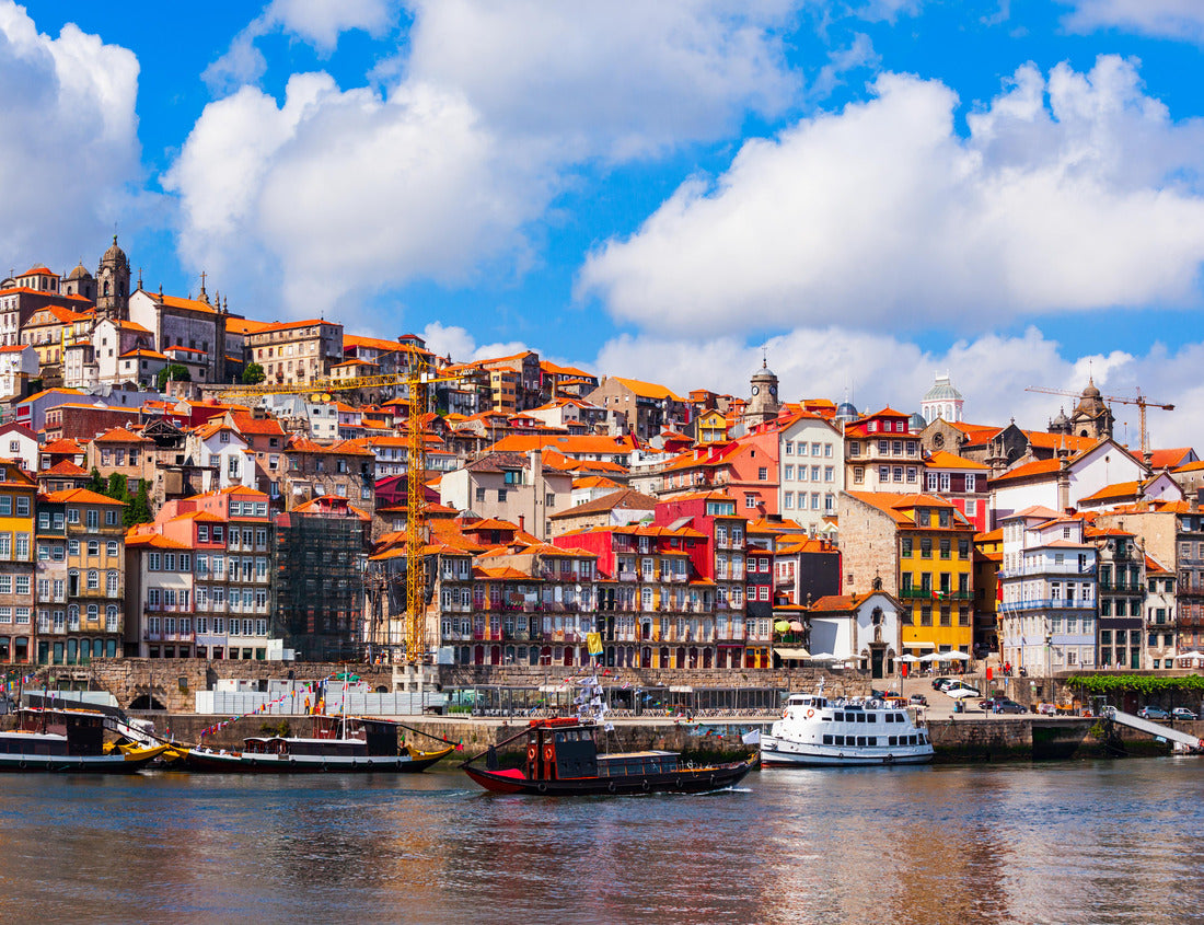 Noah Jigsaw Puzzle Douro river and local houses with orange roofs in Porto city aerial panoramic view. Porto is the second largest city in Portugal 1000 pieces