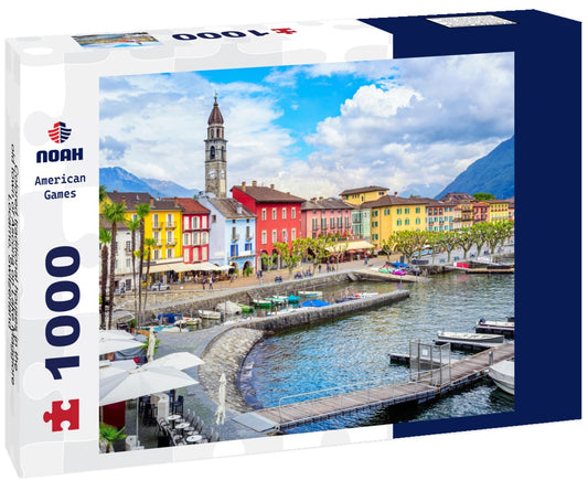 Noah Jigsaw Puzzle Colored traditional houses in the old town of Ascona on Lake Maggiore, Locarno, Switzerland 1000 pieces