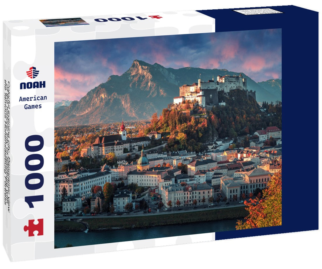 Noah Jigsaw Puzzle Colorful evening city. Panoramic view of the historic city of Salzburg with the famous Hohensalzburg Fortress 1000 pieces