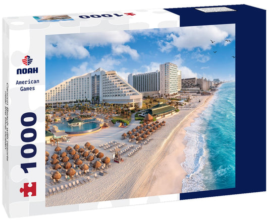 Noah Jigsaw Puzzle Cancun Beach with resorts near the blue ocean 1000 pieces