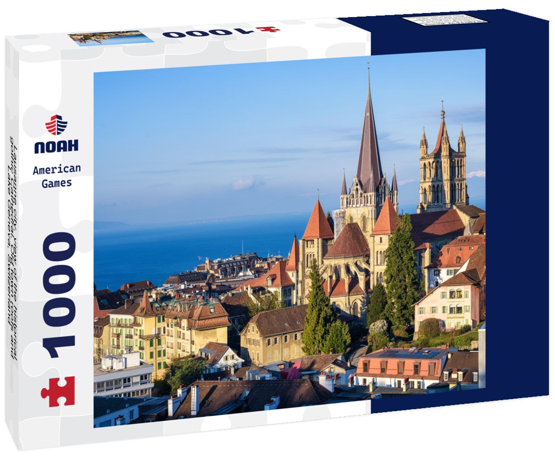 Noah Jigsaw Puzzle Lausanne city, view of the historical gothic Cathedral, Old town roofs and Lake Geneva, Switzerland 1000 pieces