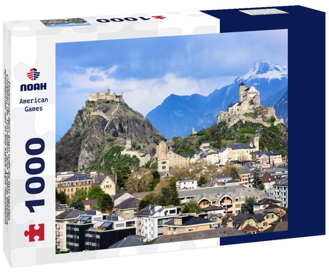 Noah Jigsaw Puzzle Historical Sion town with its two castles, Chateau de Tourbillon and Valere Basilica, spectacular set in the swiss Alps mountains, canton Valais, Switzerland 1000 pieces