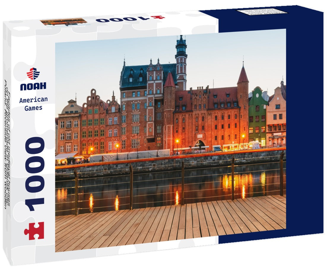 Noah Jigsaw Puzzle Facades of old medieval houses on the promenade in Gdansk city. Poland. Riverside view from wooden promenade embankment 1000 pieces