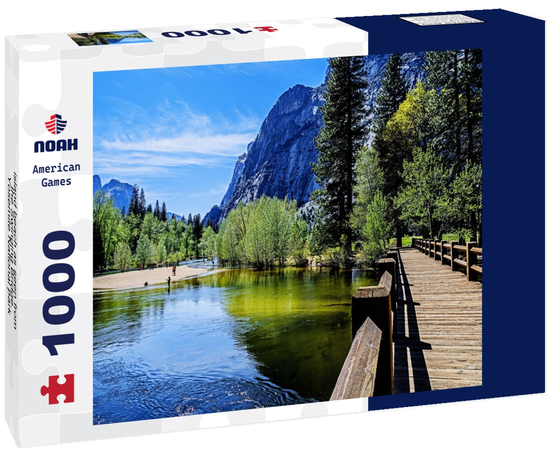 Noah Jigsaw Puzzle island beach as seen from the Swinging Bridge. Yosemite National park 1000 pieces