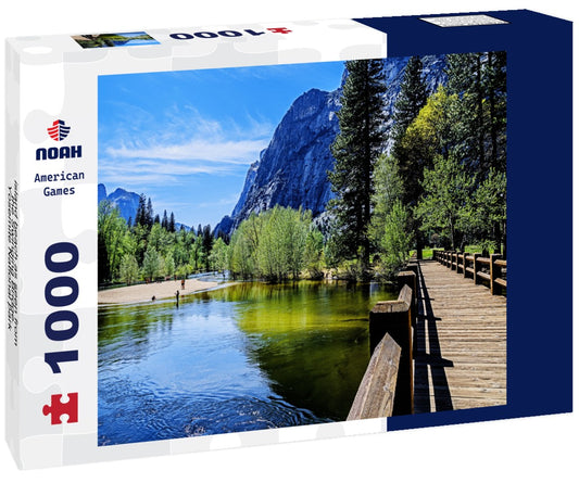 Noah Jigsaw Puzzle island beach as seen from the Swinging Bridge. Yosemite National park 1000 pieces