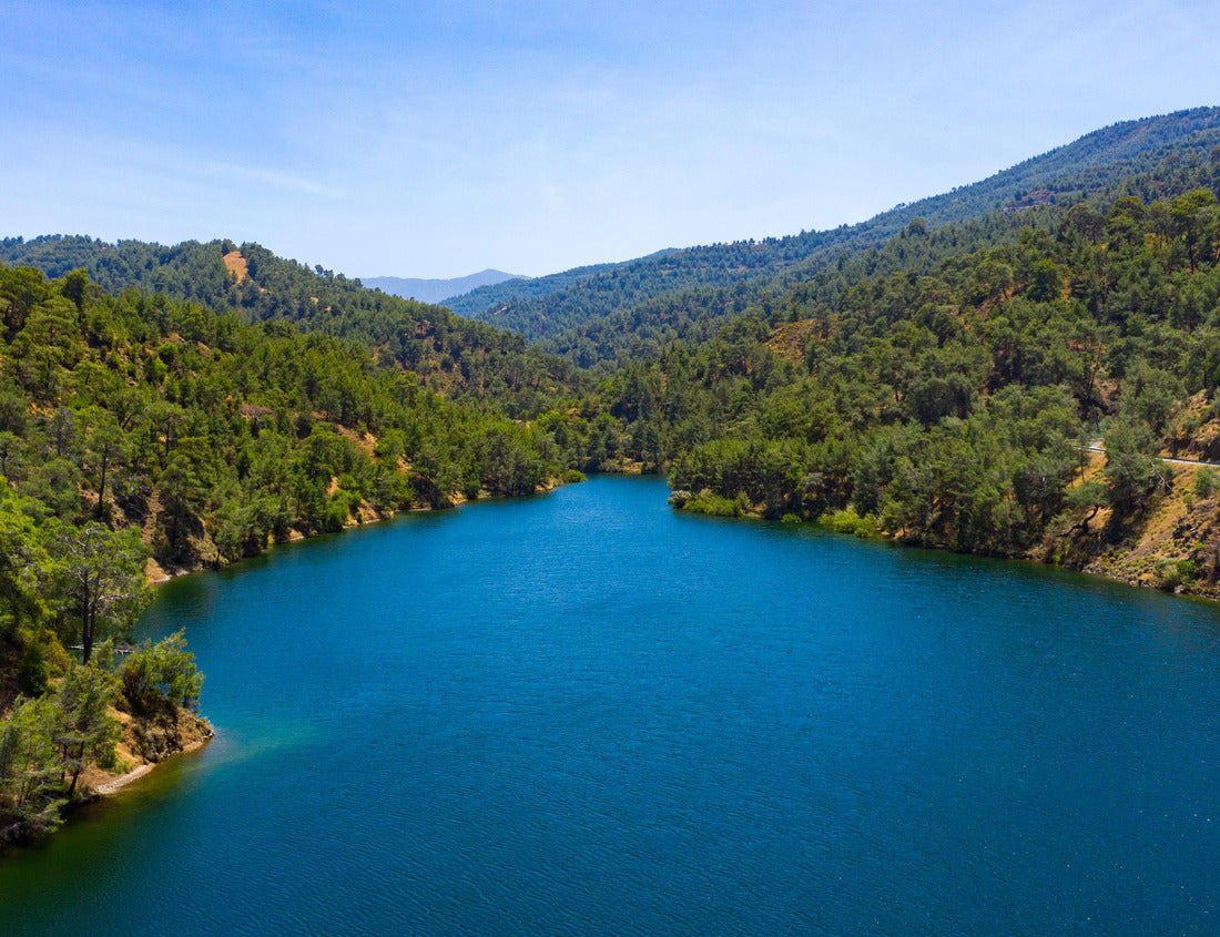 Noah Jigsaw Puzzle Arminou dam water reservoir in Troodos Mountains, Paphos forest, Cyprus. Aerial view of the earthfill dam, artificial lake 1000 pieces