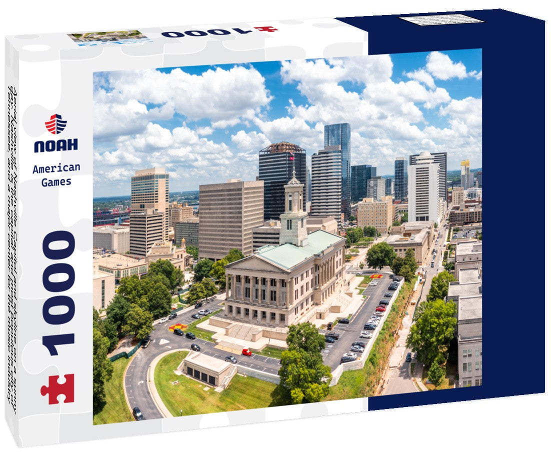 Noah Jigsaw Puzzle Aerial view of Nashville Capitol and skyline on a sunny day. Nashville is the capital and most populous city of Tennessee, and a major center for the music industry 1000 pieces