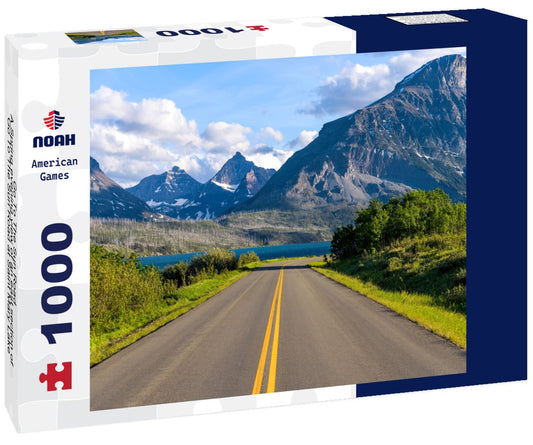 Noah Jigsaw Puzzle Go To The Sun Road - A Spring evening view of an east section of Go To The Sun Road at Saint Mary Lake, with rugged high peaks towering in the background. Glacier National Park. Montana, USA 1000 pieces