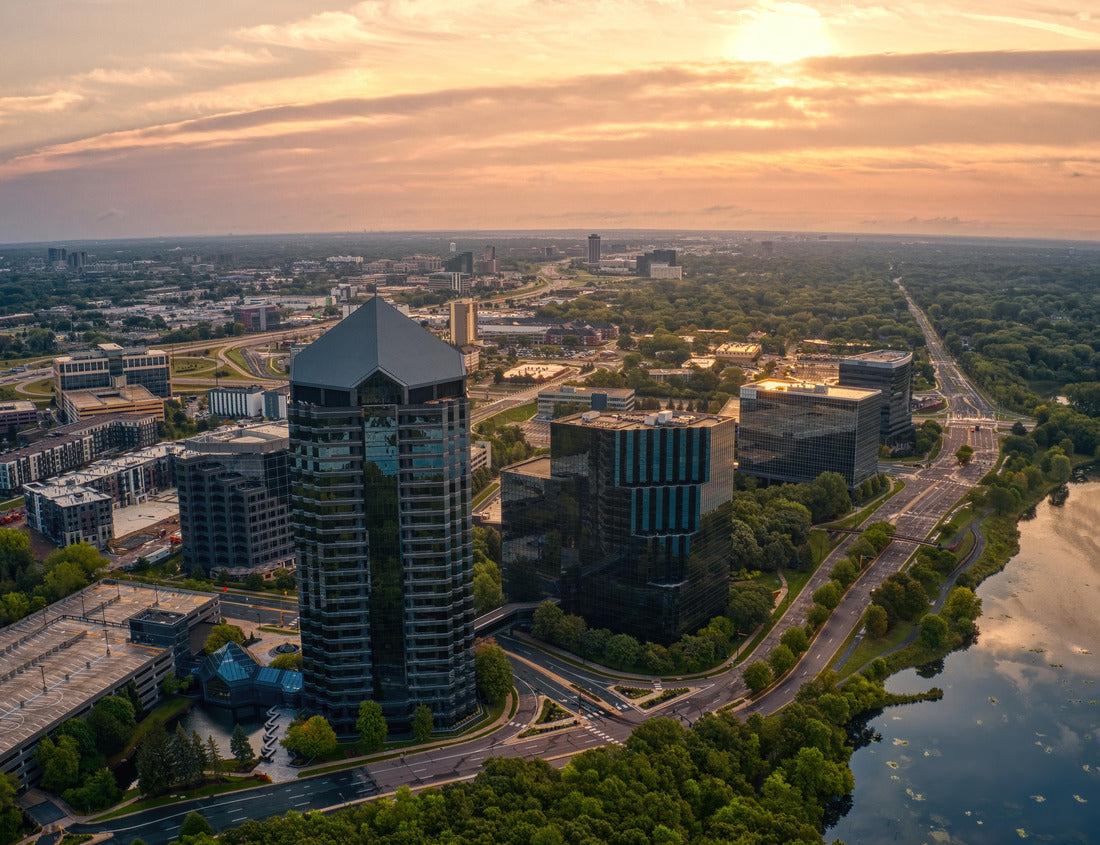 Noah Jigsaw Puzzle Aerial View of the Business District of Edina, Minnesota at Sunrise 1000 pieces