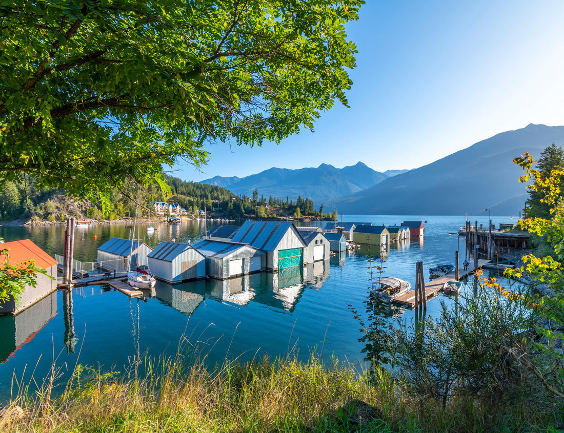 Noah Jigsaw Puzzle Early morning sunlight on the boatyard, marina and dock at Kootenay Lake in Kaslo Bay, in the rural little village of Kaslo, British Columbia, Canada 1000 pieces