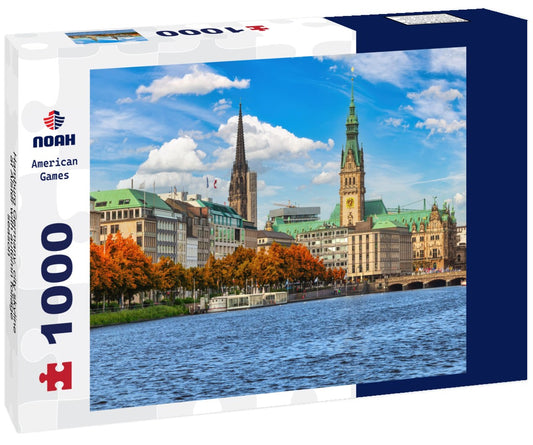 Noah Jigsaw Puzzle Hamburg Germany, city skyline at Alster with autumn foliage season 1000 pieces