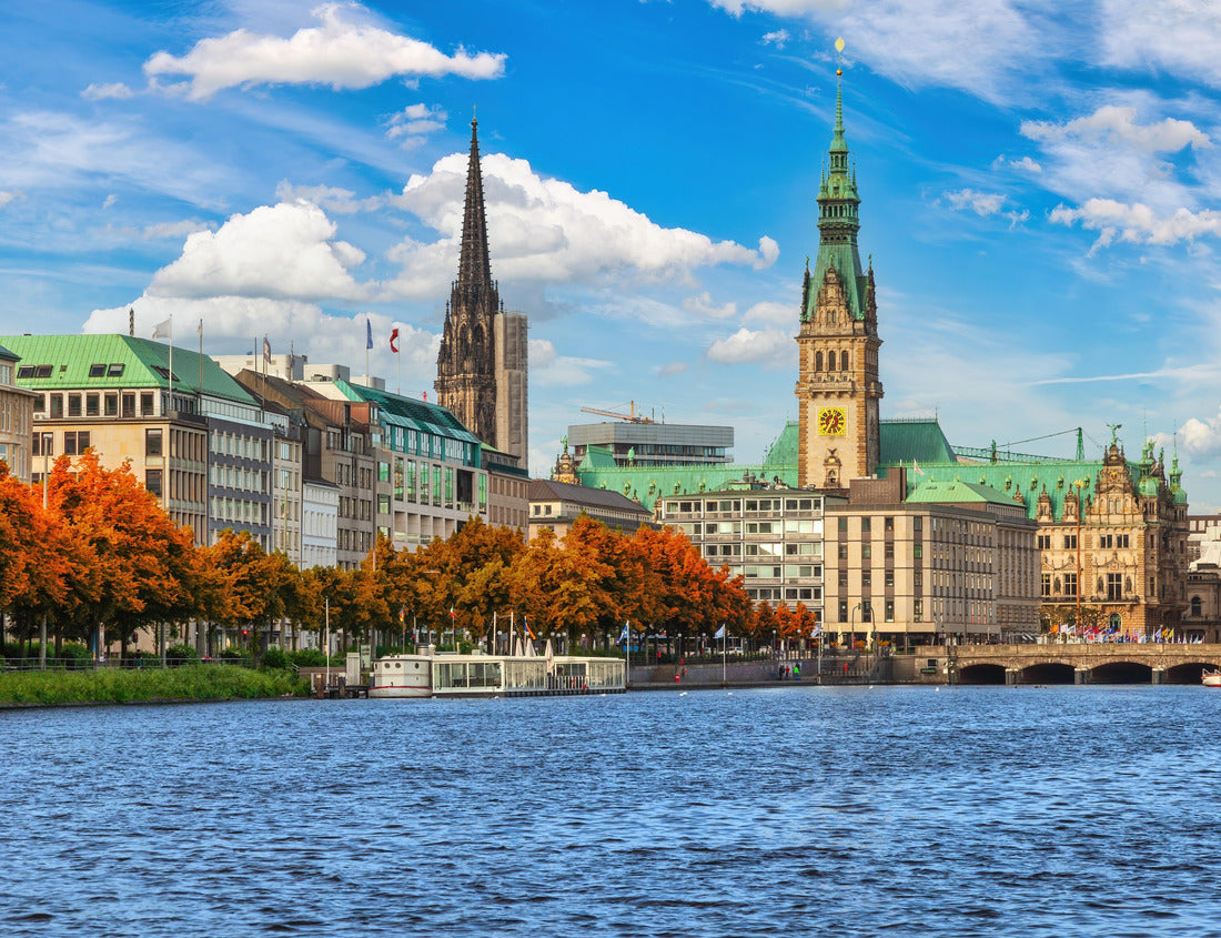 Noah Jigsaw Puzzle Hamburg Germany, city skyline at Alster with autumn foliage season 1000 pieces