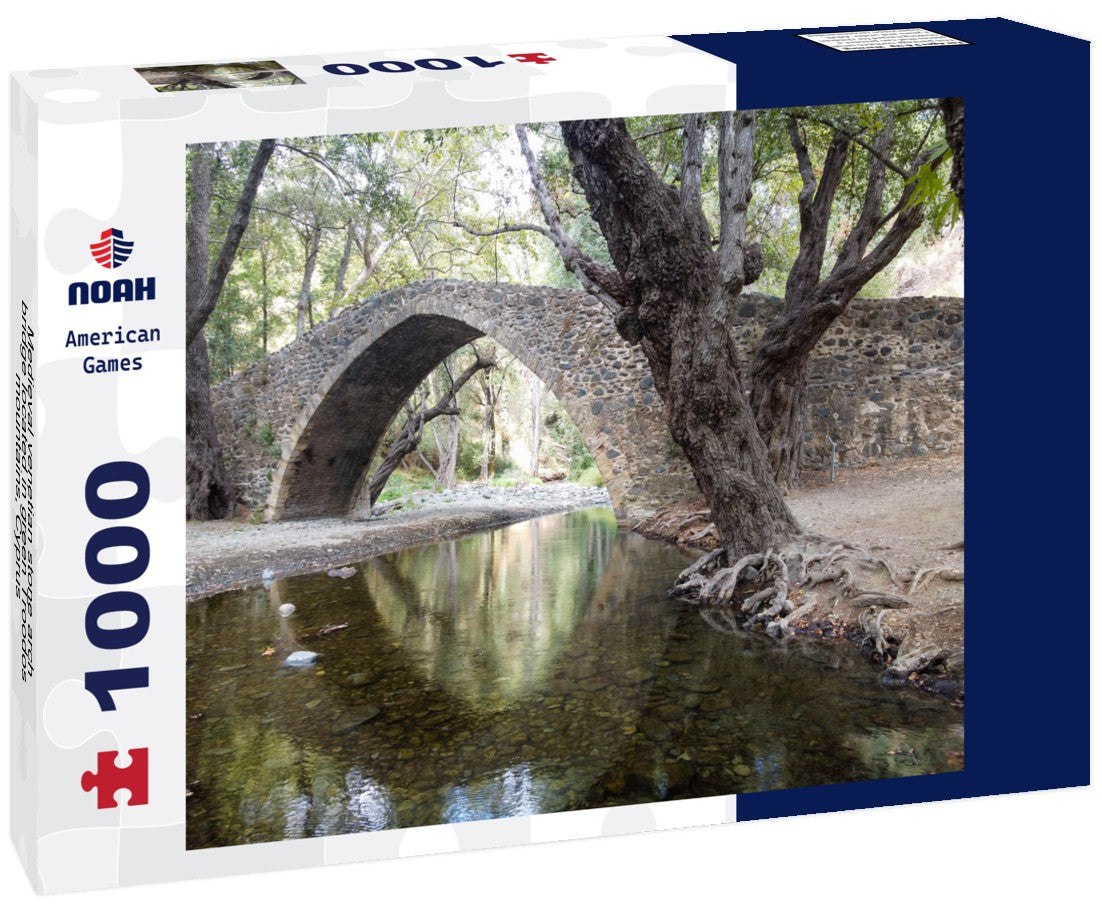 Noah Jigsaw Puzzle Medieval venetian stone arch bridge located in green Troodos mountains, Cyprus 1000 pieces