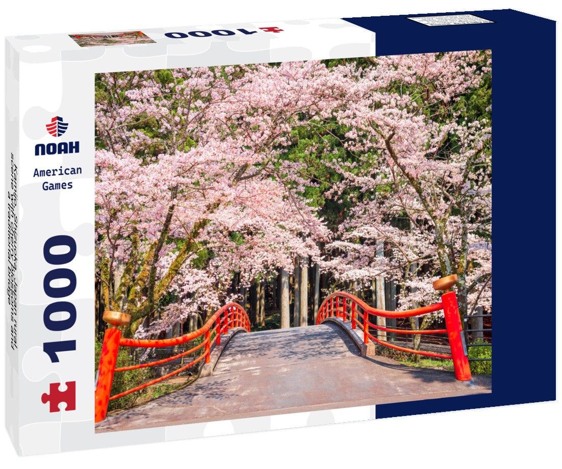Noah Jigsaw Puzzle Kamijo, Shizuoka, Japan rural scene with cherry blossoms and a traditional bridge 1000 pieces