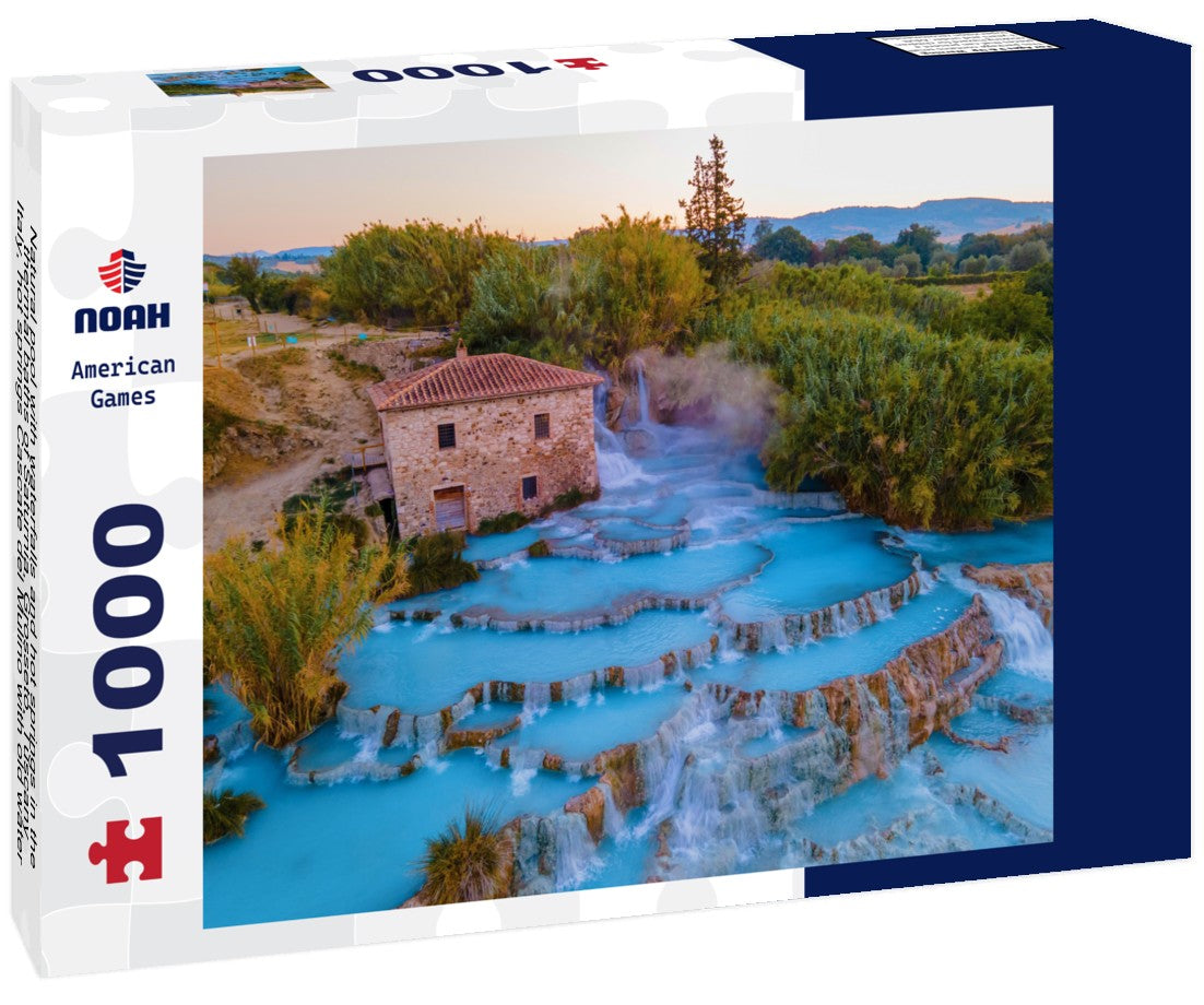 Noah Jigsaw Puzzle Natural pool with waterfalls and hot springs in the thermal baths of Saturnia, Grosseto, Tuscany, Italy, hot springs Cascate del Mulino with old water mill, Saturnia, Grosseto, Tuscany, Italy 1000 pieces