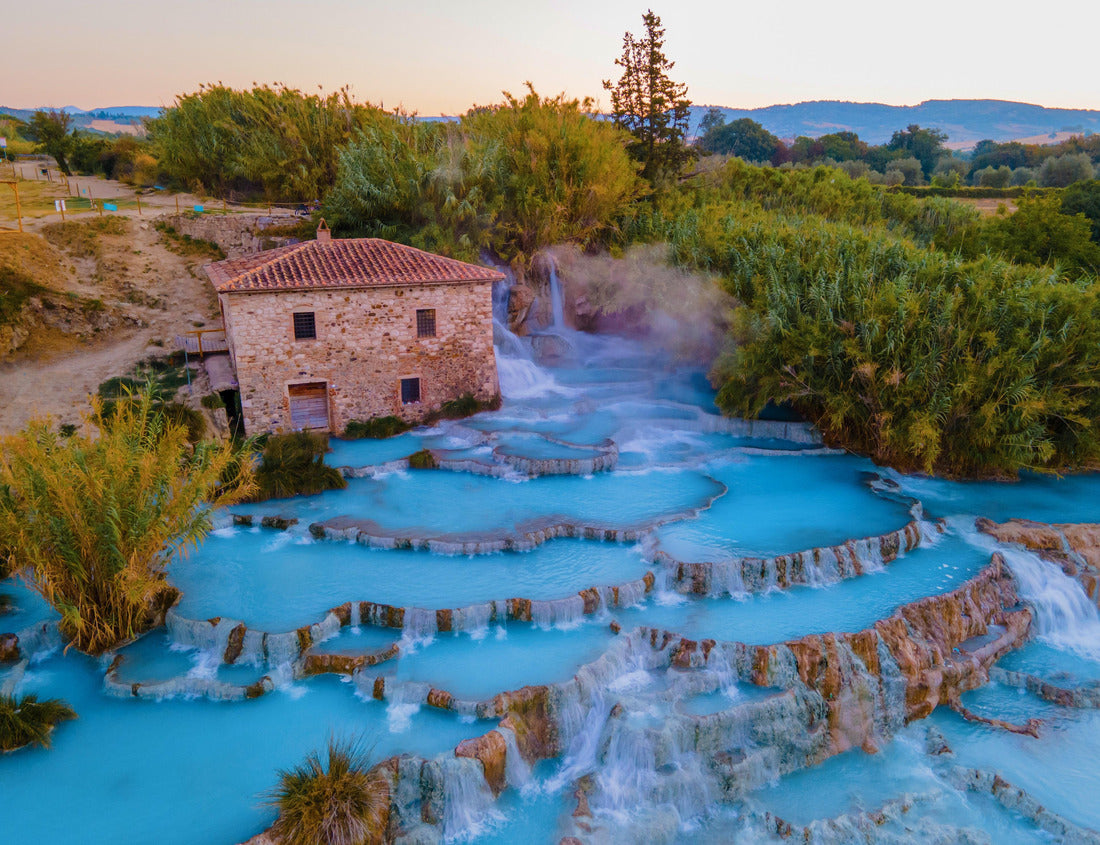 Noah Jigsaw Puzzle Natural pool with waterfalls and hot springs in the thermal baths of Saturnia, Grosseto, Tuscany, Italy, hot springs Cascate del Mulino with old water mill, Saturnia, Grosseto, Tuscany, Italy 1000 pieces