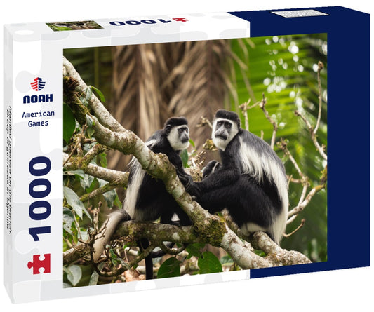 Noah Jigsaw Puzzle Mantled guereza on the branch. Group of guerezas in Uganda 1000 pieces