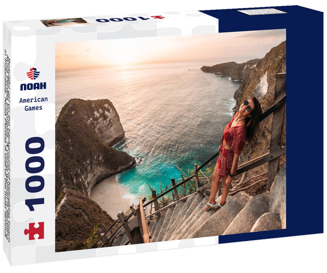Noah Jigsaw Puzzle Beautiful girl on the background of Kelingking beach, Nusa Penida Indonesia. A young woman is traveling in Indonesia. Nusa Penida is one of the most famous tourist attraction place to visit in Bali 1000 pieces