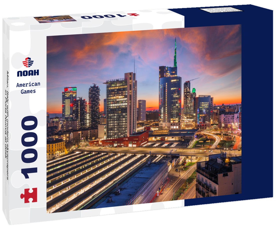 Noah Jigsaw Puzzle Milan, Italy with modern skyscrapers in Porta Nuova at dusk 1000 pieces