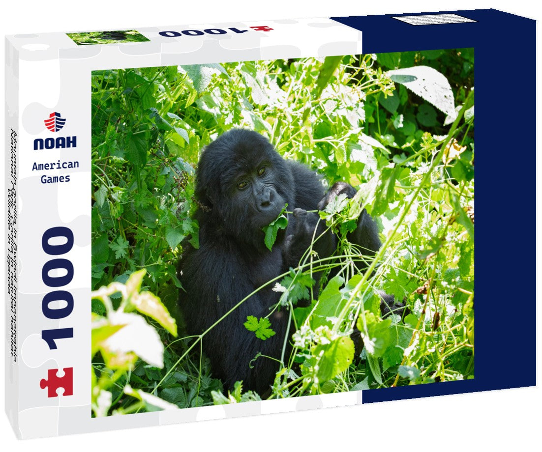 Noah Jigsaw Puzzle Mountain gorilla in Bwindi Impenetrable National Park. Gorilla in natural habitat. Wildlife in Uganda 1000 pieces