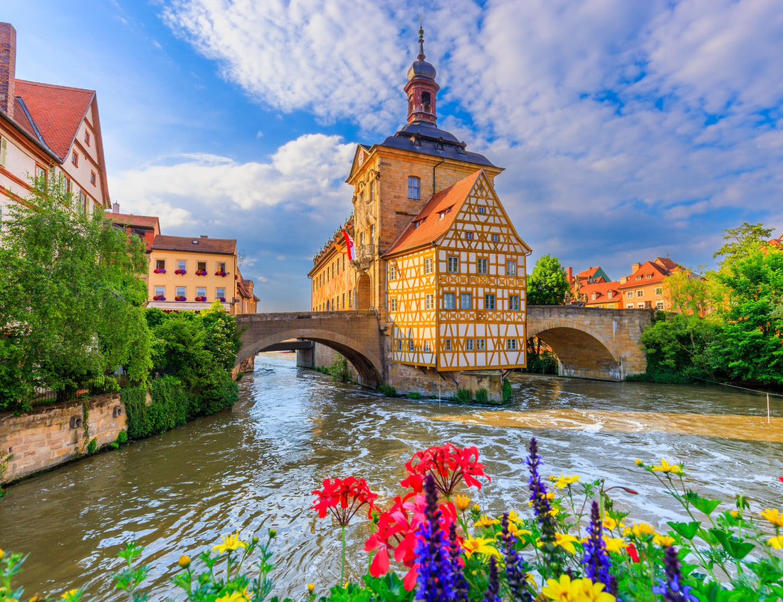 Noah Jigsaw Puzzle Bamberg, Germany. Town Hall of Bamberg (Old Town Hall) with two bridges over the Regnitz river. Upper Franconia, Bavaria 1000 pieces