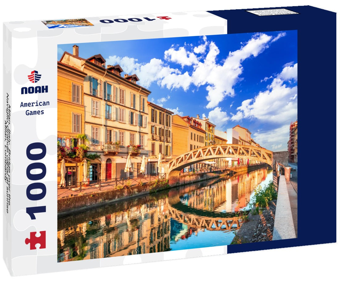 Noah Jigsaw Puzzle Milan, Italy. Bridge over the Naviglio Grande canal at sunrise, Milan, Lombardy 1000 pieces