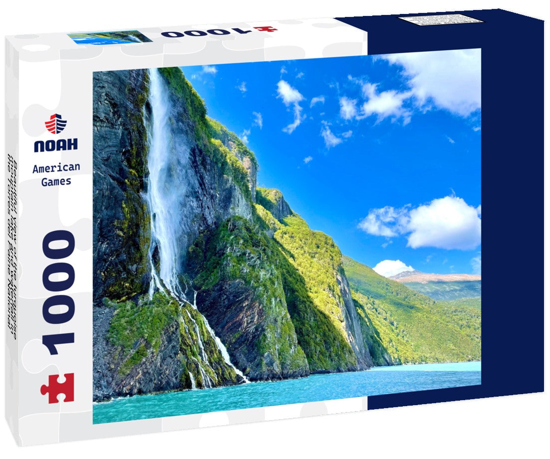 Noah Jigsaw Puzzle Beautiful view of the turquoise mountain lake and waterfall in the Torres del Paine National Park, Patagonia, Chile 1000 pieces