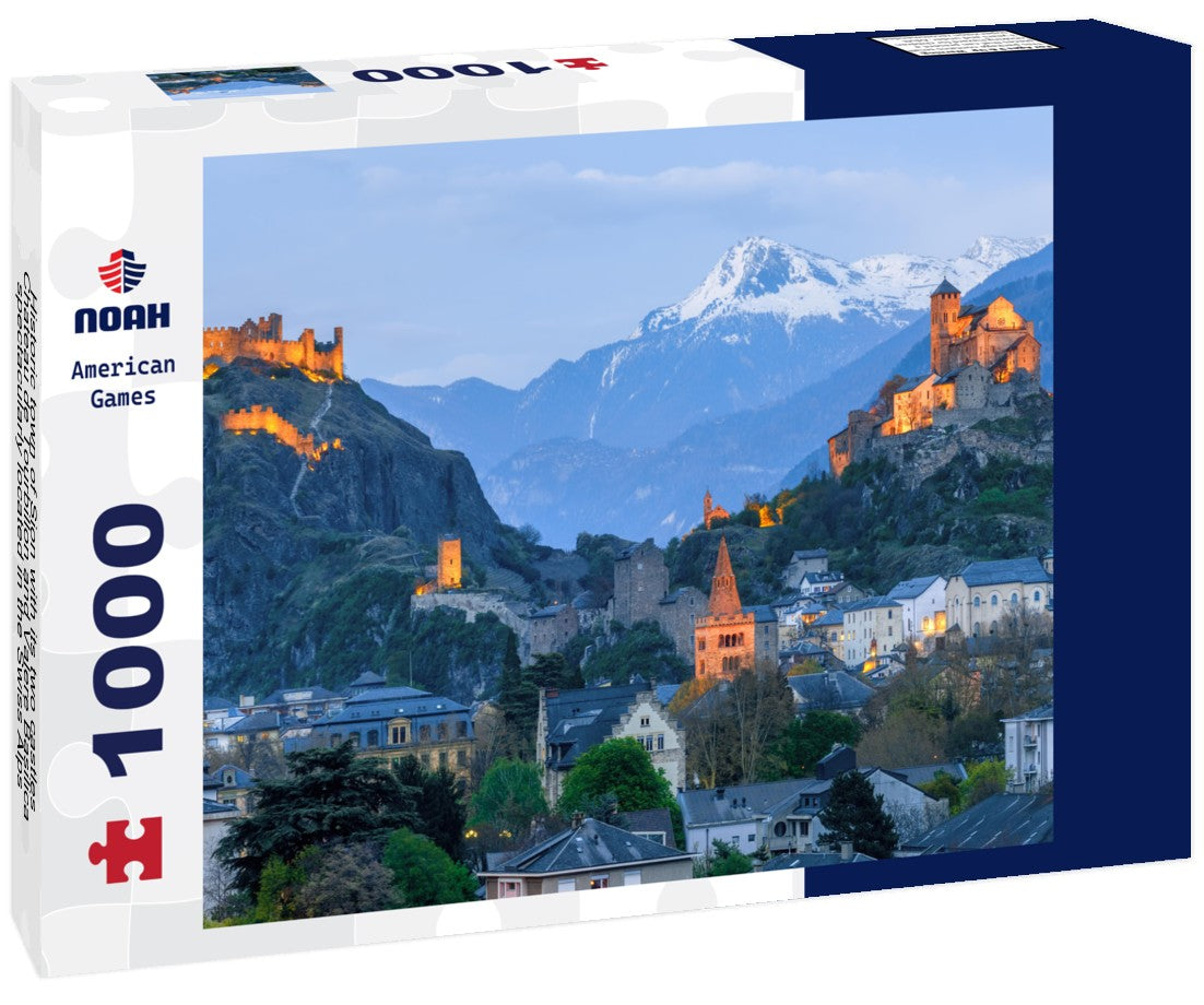 Noah Jigsaw Puzzle Historic town of Sion with its two castles, Chateau de Tourbillon and Valere Basilica, spectacularly located in the Swiss Alps, Canton of Valais, Switzerland 1000 pieces