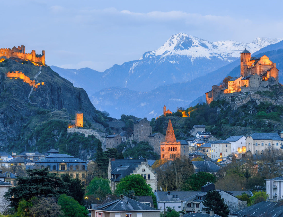 Noah Jigsaw Puzzle Historic town of Sion with its two castles, Chateau de Tourbillon and Valere Basilica, spectacularly located in the Swiss Alps, Canton of Valais, Switzerland 1000 pieces