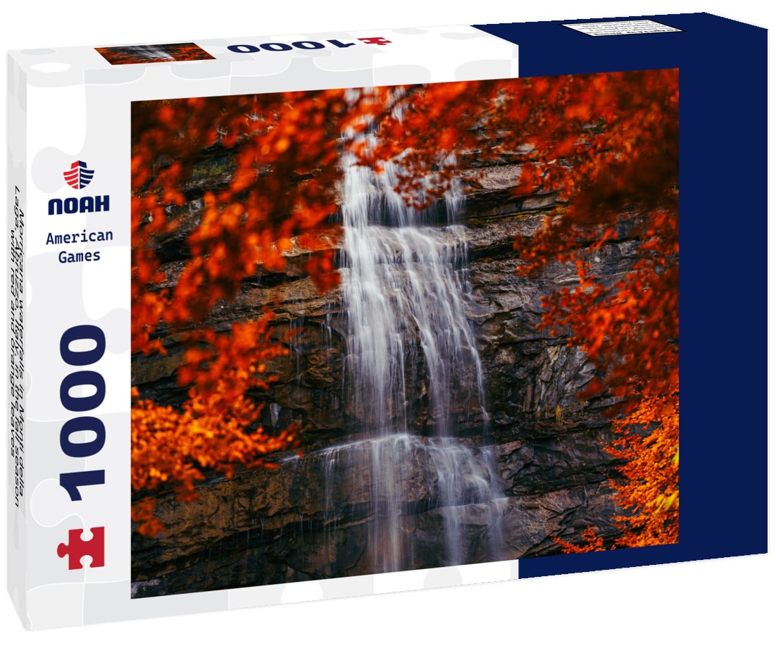 Noah Jigsaw Puzzle Morricana waterfalls in Monti della Laga, Abruzzo, Italy, in the fall season with red and orange leaves 1000 pieces
