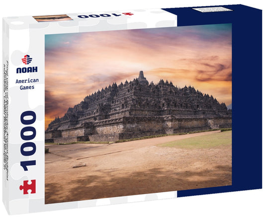 Noah Jigsaw Puzzle Front view of Borobudur Anicent Buddhist Temple of Yogyakarta, Java Island, Indonesia. Oldest Buddhist temple in the morning. World Heritage, UNESCO 1000 pieces