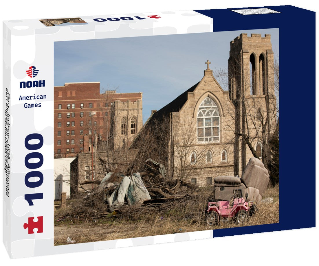 Noah Jigsaw Puzzle Gary, Indiana, USA: Afternoon sun shines on historic buildings in downtown Gary 1000 pieces