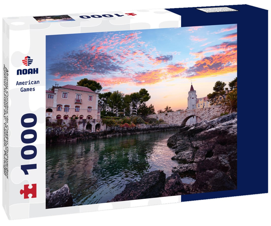 Noah Jigsaw Puzzle Museu Condes de Castro Guimarães, Beautiful palace and old stone bridge against sunset sky. Cascais, Portugal 1000 pieces