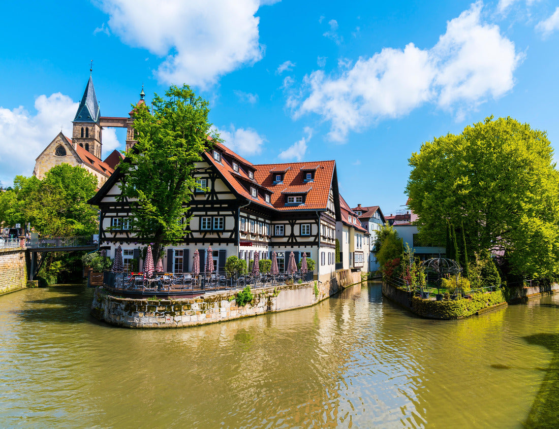 Noah Jigsaw Puzzle Germany, old town houses of Esslingen am Neckar city in summer with blue sky and sun next to the Nectar river water, a tourist destination 1000 pieces