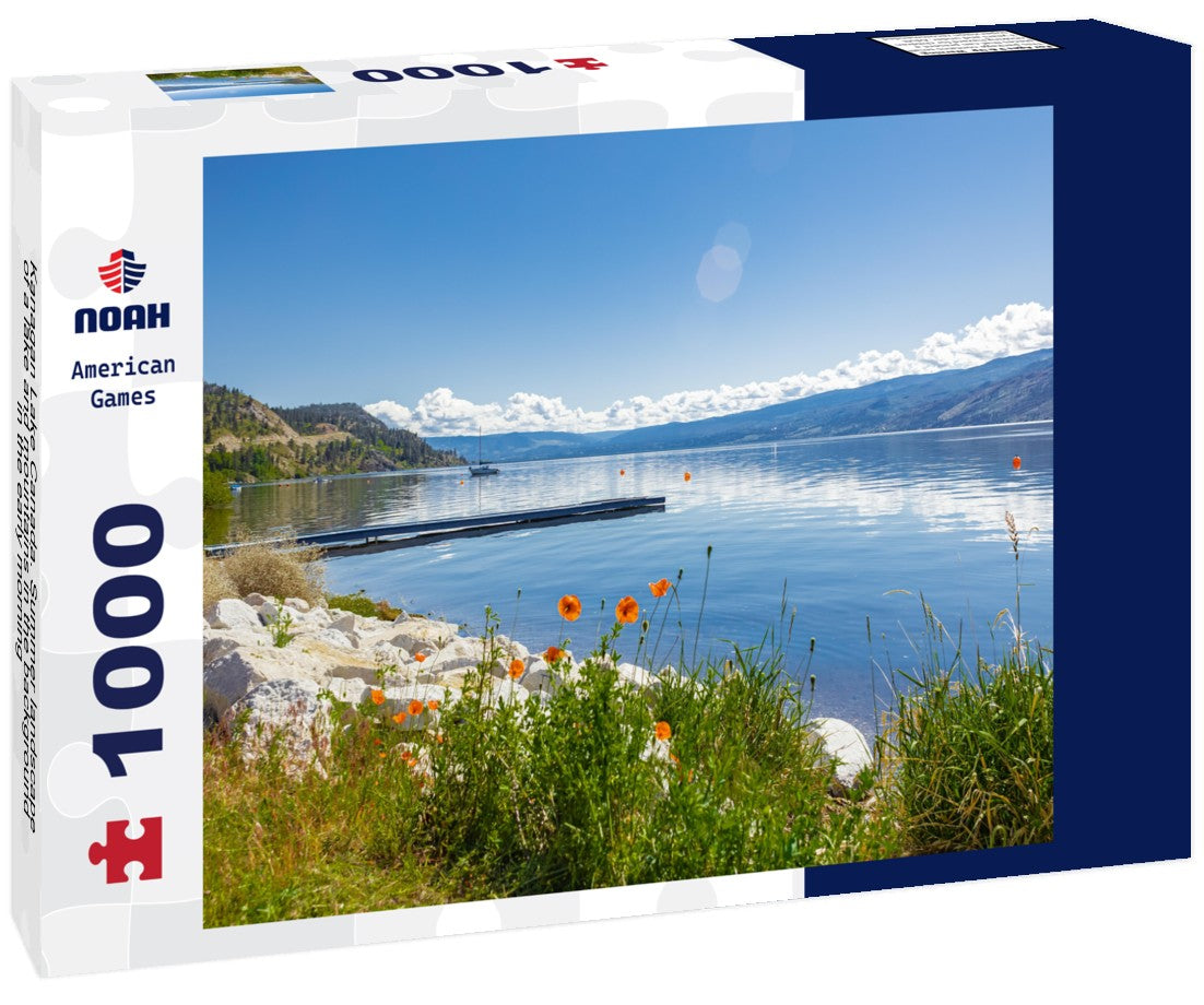 Noah Jigsaw Puzzle Kanagan Lake Canada. Summer landscape of a lake and mountains in the background in the early morning 1000 pieces