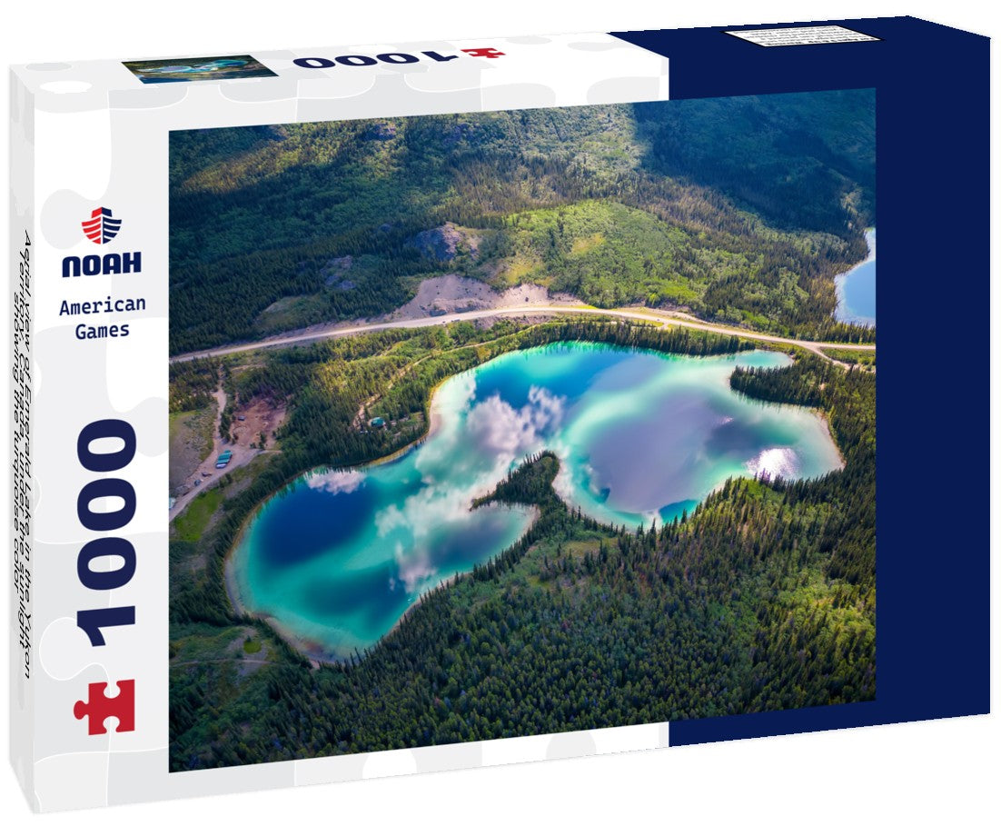 Noah Jigsaw Puzzle Aerial view of Emerald Lake in the Yukon Territory, Canada, under the sunlight showing the turquoise color 1000 pieces