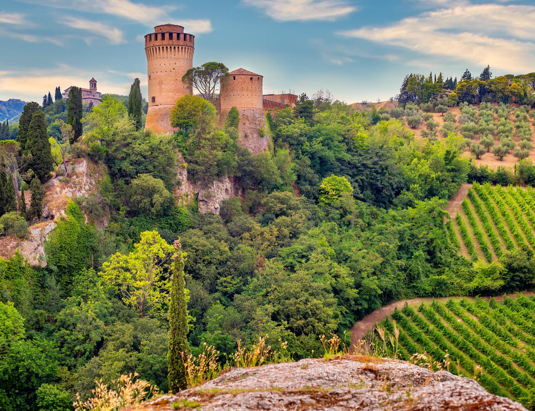 Noah Jigsaw Puzzle Brisighella, Ravenna, Emilia-Romagna, Italy, Ravenna, Emilia-Romagna, Italy. Beautiful panoramic view of the medieval town and the Manfredian fortress with clock tower 1000 pieces