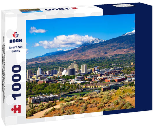 Noah Jigsaw Puzzle Downtown Reno skyline, Nevada, with hotels, casinos and the surrounding High Eastern Sierra foothills 1000 pieces
