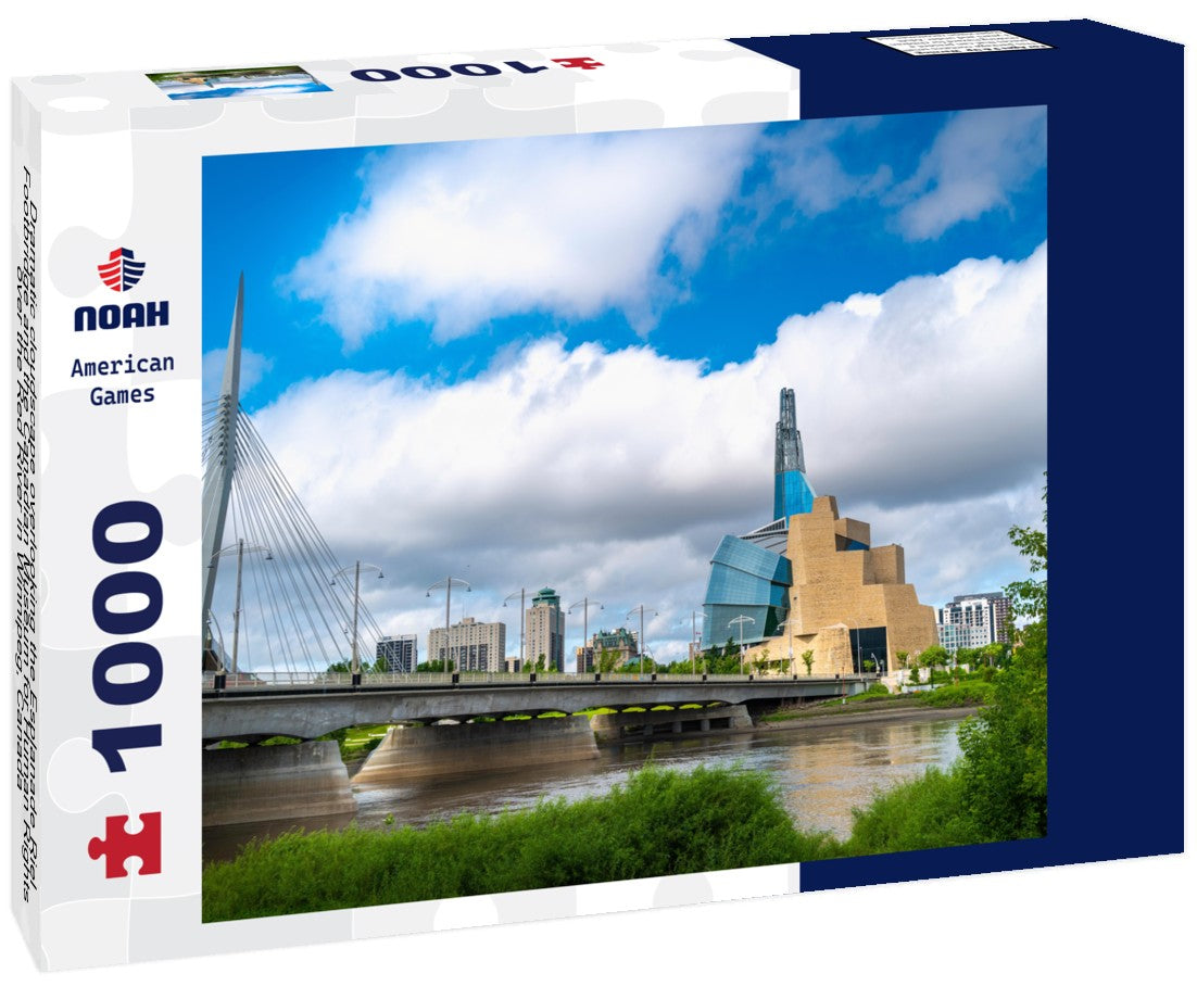 Noah Jigsaw Puzzle Dramatic cloudscape overlooking the Esplanade Riel Footbridge and the Canadian Museum for Human Rights over the Red River in Winnipeg, Canada 1000 pieces